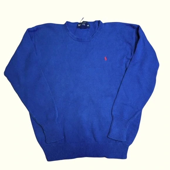 Polo Ralph Lauren Blue Knit Cotton Sweater Pullover Size Small - Picture 1 of 6